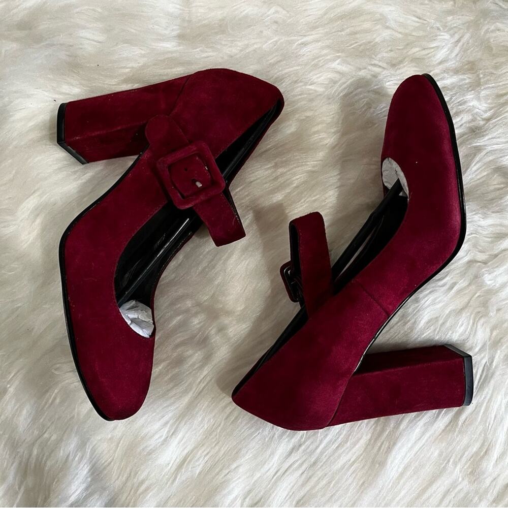 NEW Spiegel Vintage Y2K Suede Mary Jane Buckle Strap High Heel Pumps 5.5 NWOB - Picture 11 of 14